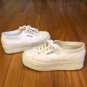 SUPERGA white platform shoes